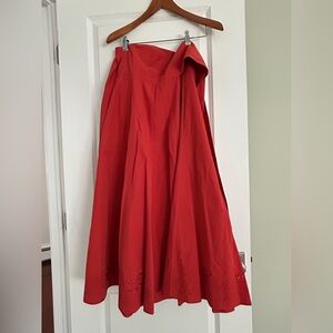Red Full A-Line Wrap Skirt